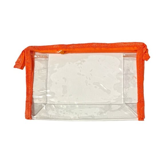 5" X 8.5" See Thru Zipper Cosmetic Bag with Orange Colored Trim - Picture 2 of 2